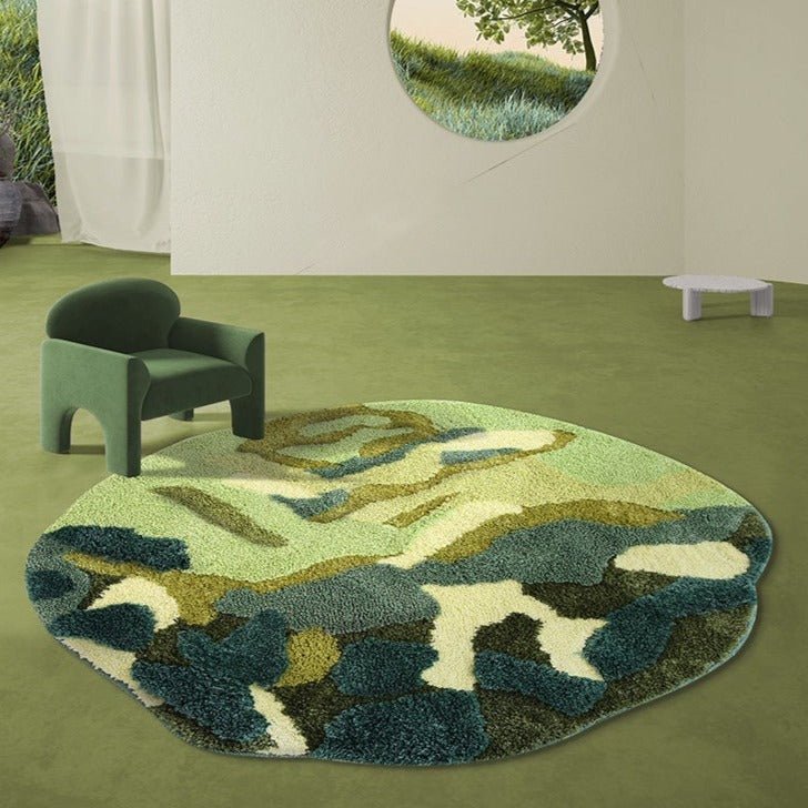Green Forest Circle Rug Pure Green Rugs - Tophatter Daily Deals