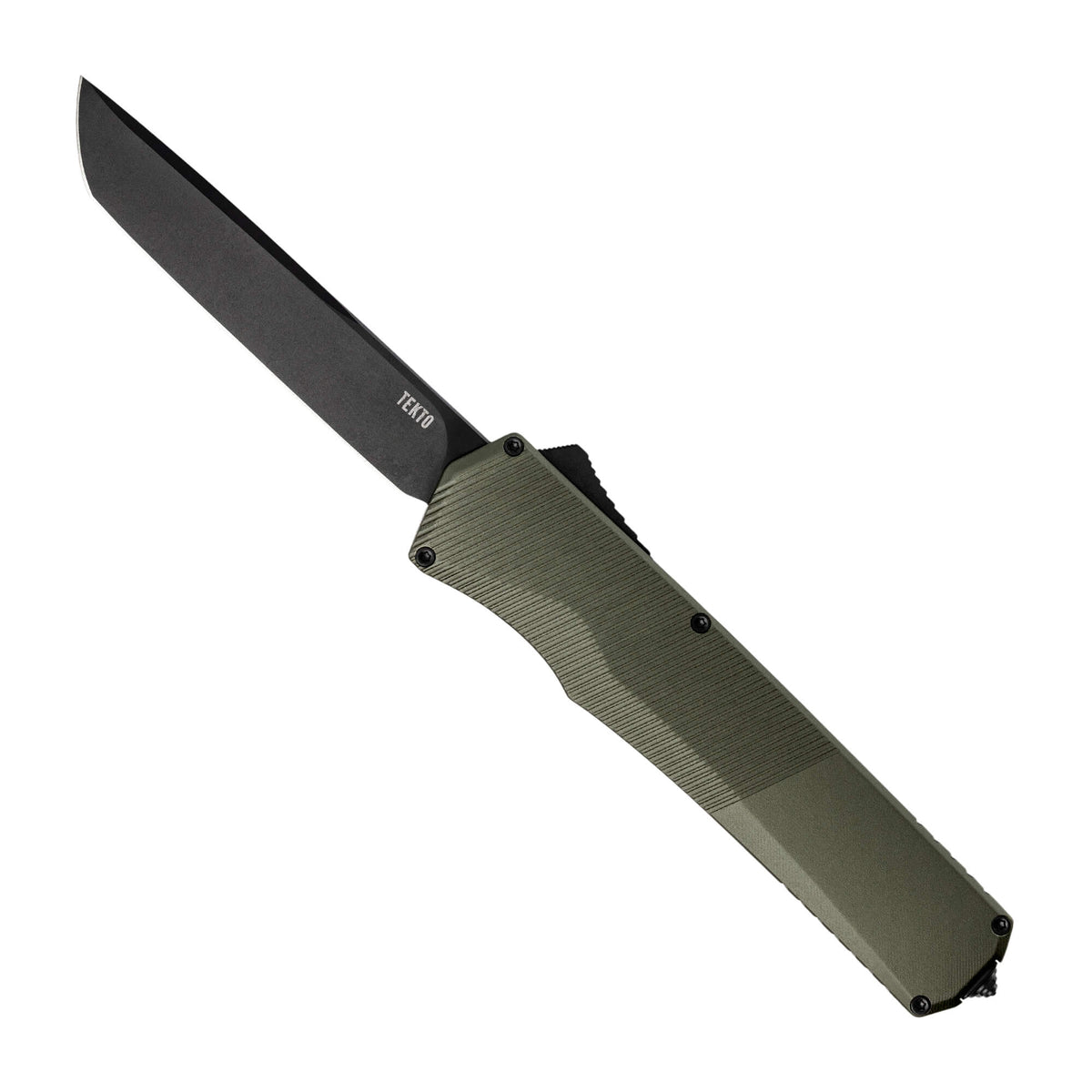 Tekto Knives A5 Spry - Automatic - OD Green Aluminum - Black CPM-S35VN Tanto Blade Automatic Knives - Tophatter Daily Deals