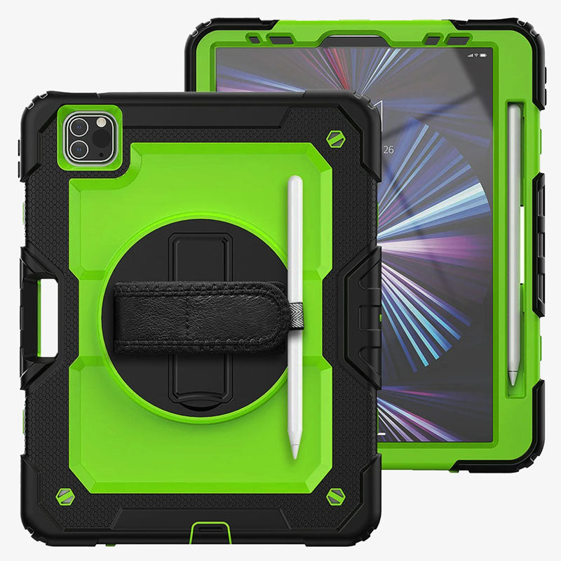 Heavy Duty iPad Case Rugged Tablet Cover With Hand Strap Green - Tophatter Daily Deals