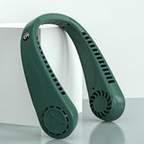 Portable Neck Fans - Portable 5 Speed Neck Fan USB Rechargeable Neckband Bladeless Cooler Green Apparel & Accessories - Tophatter Daily Deals