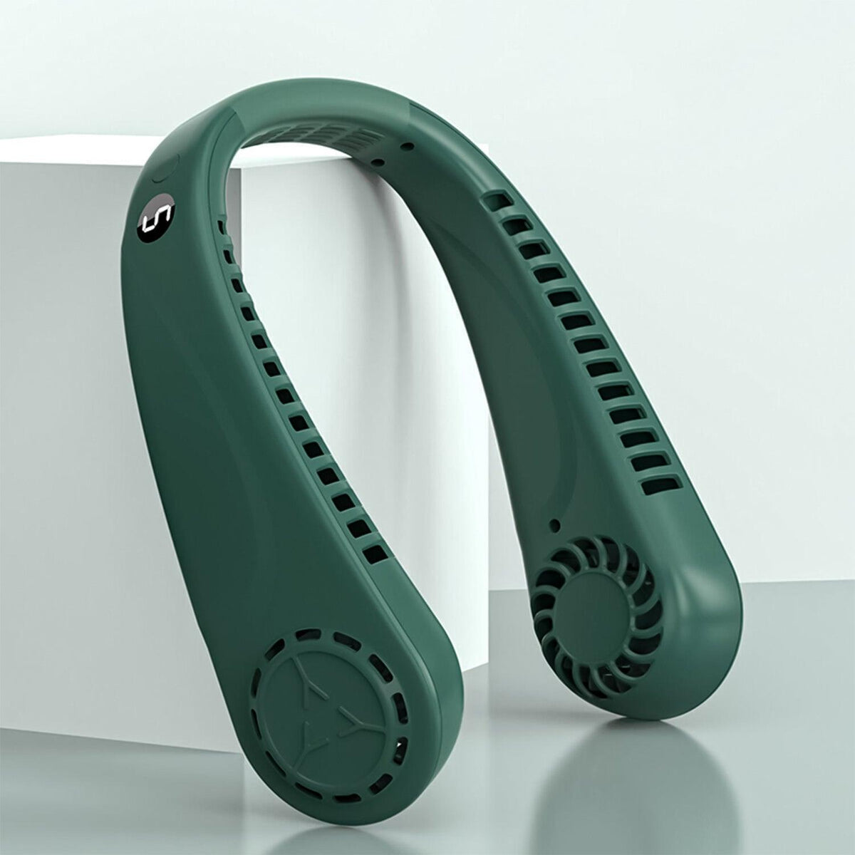 Portable Neck Fans - Portable 5 Speed Neck Fan USB Rechargeable Neckband Bladeless Cooler Green Apparel & Accessories - Tophatter Daily Deals