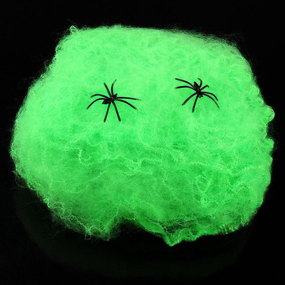 Halloween Spider Webbing - Halloween Decoration Spider Web Spiders Stretchable Cobweb Green Festive & Franchise - Tophatter Daily Deals
