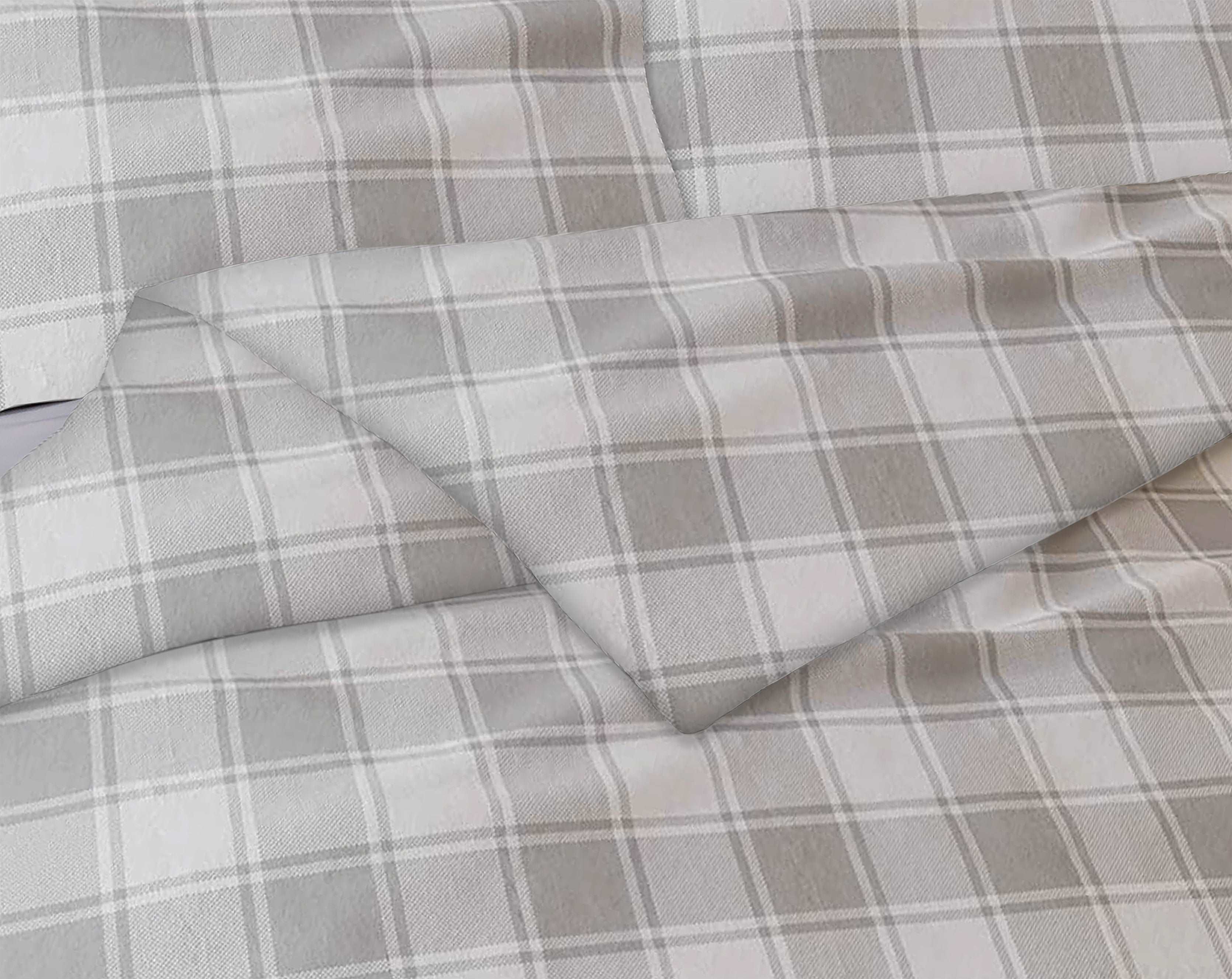 Bibb Home 3-Piece Flannel Duvet Cover Set Grey Plaid Bedding - Tophatter Daily Deals