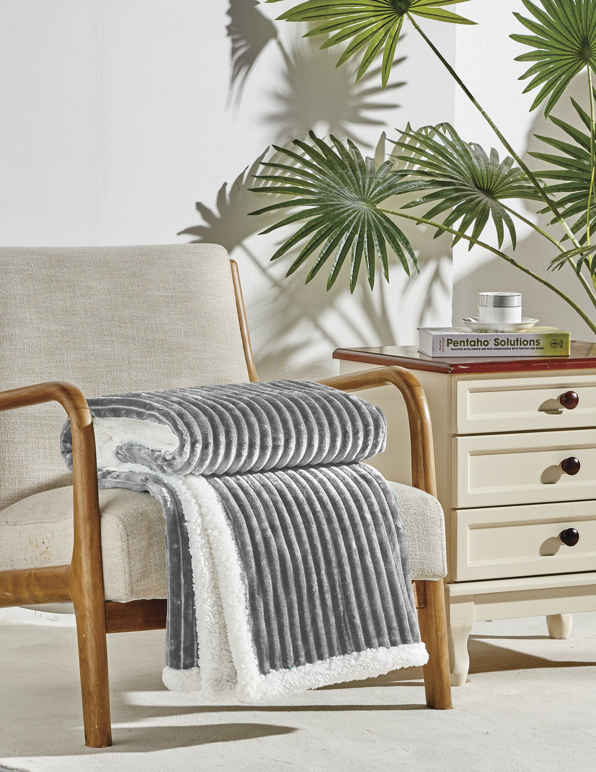 Corduroy Sherpa Reversible Throw Blanket, 50 × 60 in Bedding - Tophatter Daily Deals