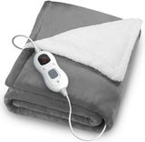 Fitted Electric Blanket Double - Luxurious Heated Throw Soft Fleece Blanket With Digital Controller | Washable Electric Mattress Pad Heater Grey New Arrival - Tophatter Daily Deals