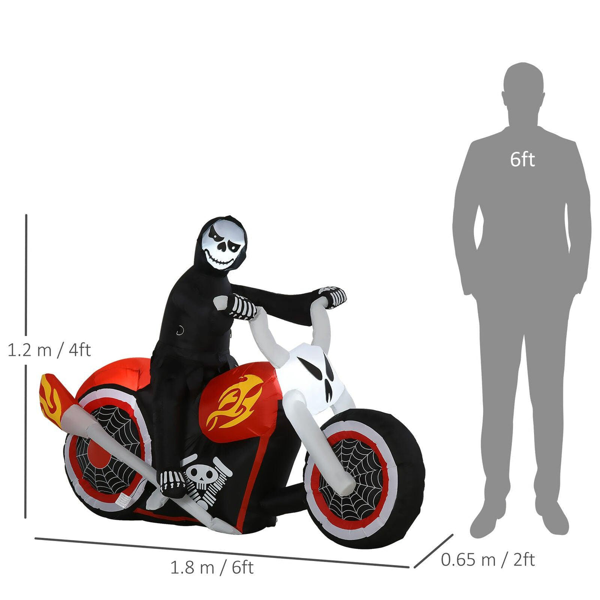 Grim Reaper Motorcycle Halloween - 1.8m Inflatable Grim Reaper Motorcycle Halloween - Tophatter Daily Deals