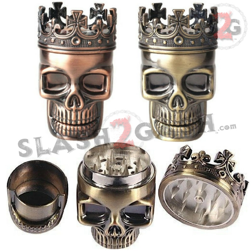 Crowned Skull Herb Grinder King Skull Tobacco Mill - 2 Colors Smoking Accessories - Tophatter Daily Deals