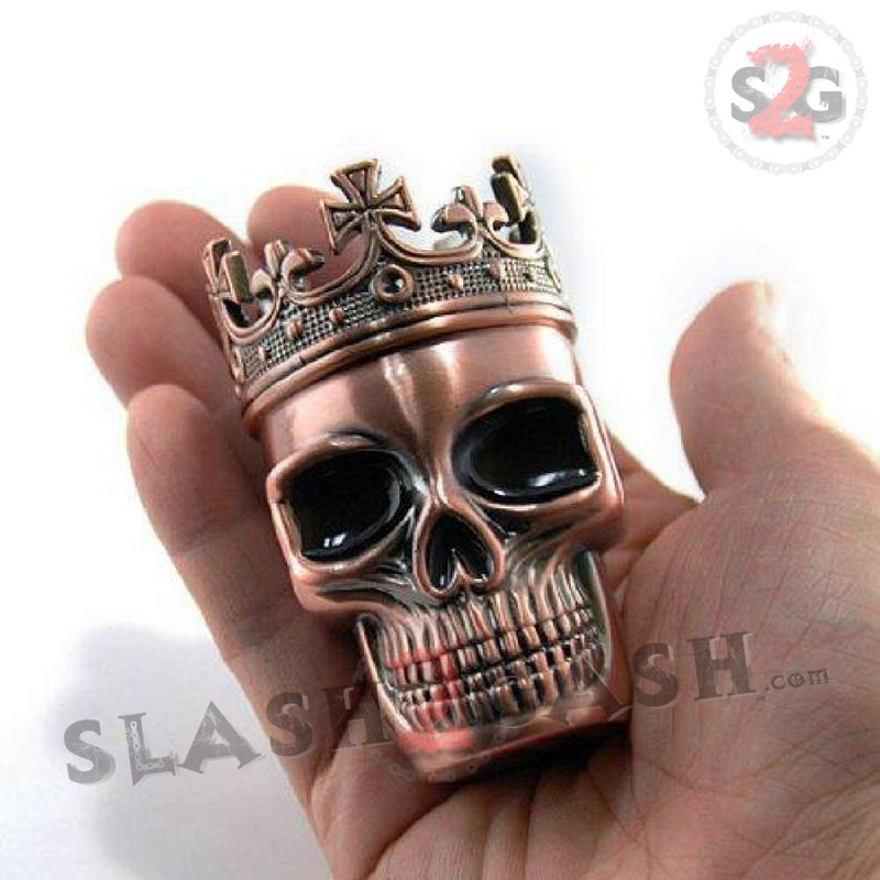 Crowned Skull Herb Grinder King Skull Tobacco Mill - 2 Colors Smoking Accessories - Tophatter Daily Deals