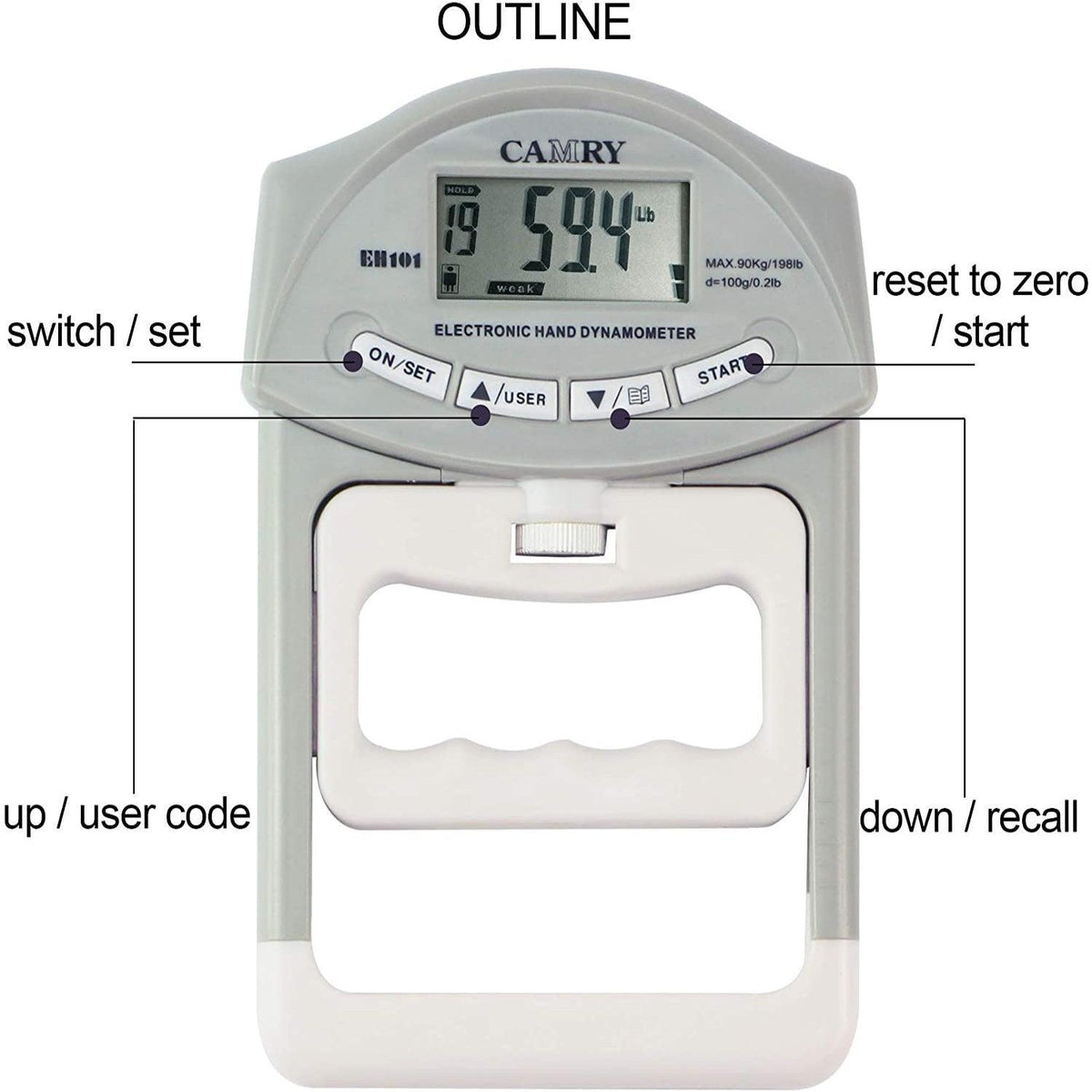 Grip Strength Tester - Digital Hand Dynamometer Grip Strength Meter 90 Kgs Exercise & Fitness - Tophatter Daily Deals