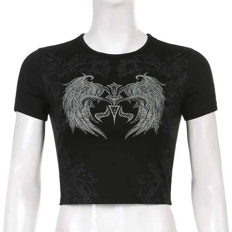 Grunge Y2K Aesthetic Vintage Basic Tees Black - Tophatter Daily Deals