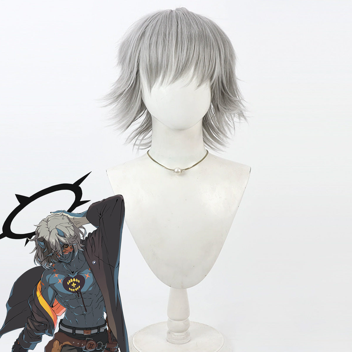 Guilty Gear STRIVE Happy Chaos Glasses Cosplay Grey Cosplay Wig Wig - Tophatter Daily Deals
