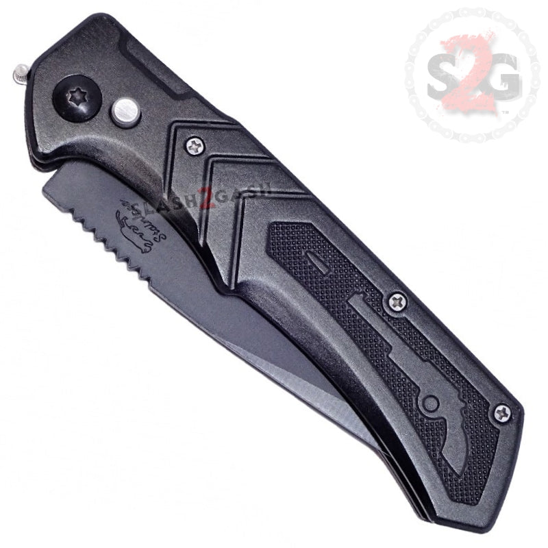 Quick Shot Pistol Grip Black Automatic Knife w/ Saftey Lock Knife-Auto - Tophatter Daily Deals
