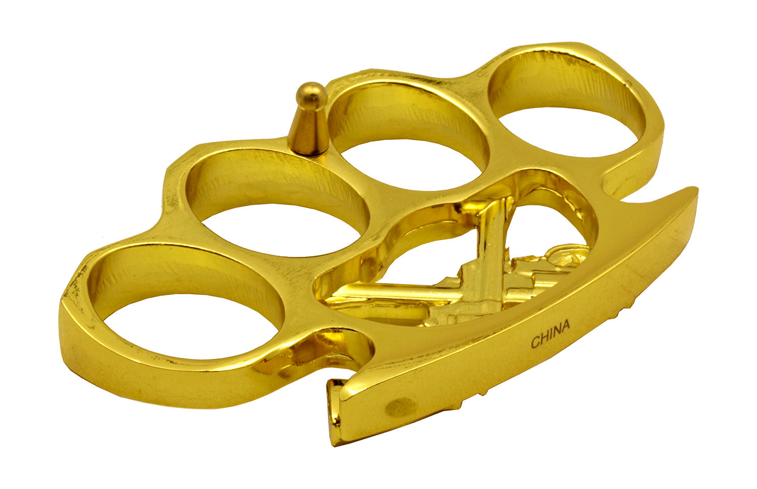 Gunslinger Brass Knuckles Crossed Pistols Handcuff Chain - Asst. colors Shiny Gold (WITH peg) - not pictured Belt Buckle - Tophatter Daily Deals