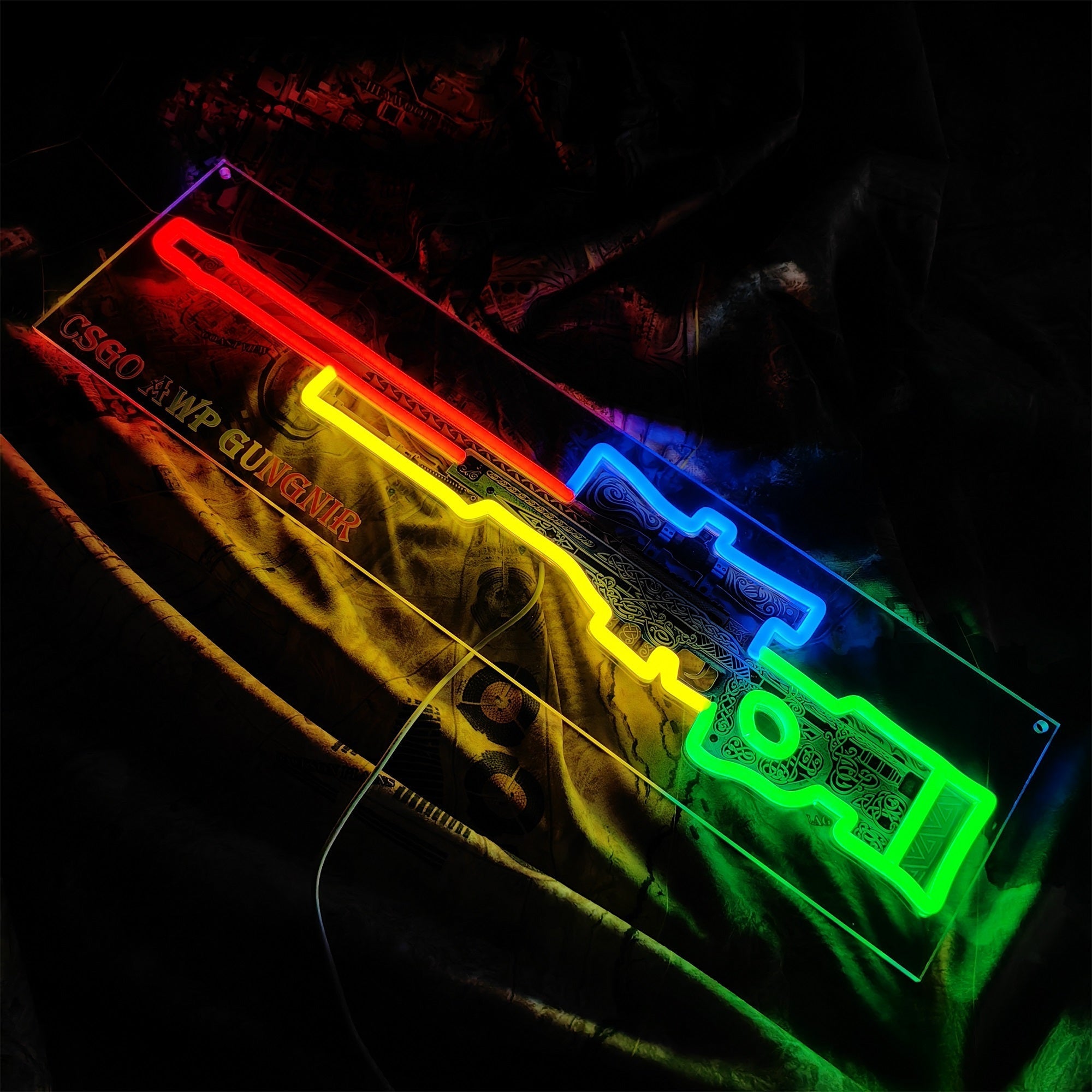 AWP Gungnir Sniper Gun Neon Lamp Wall Decor - Tophatter Daily Deals