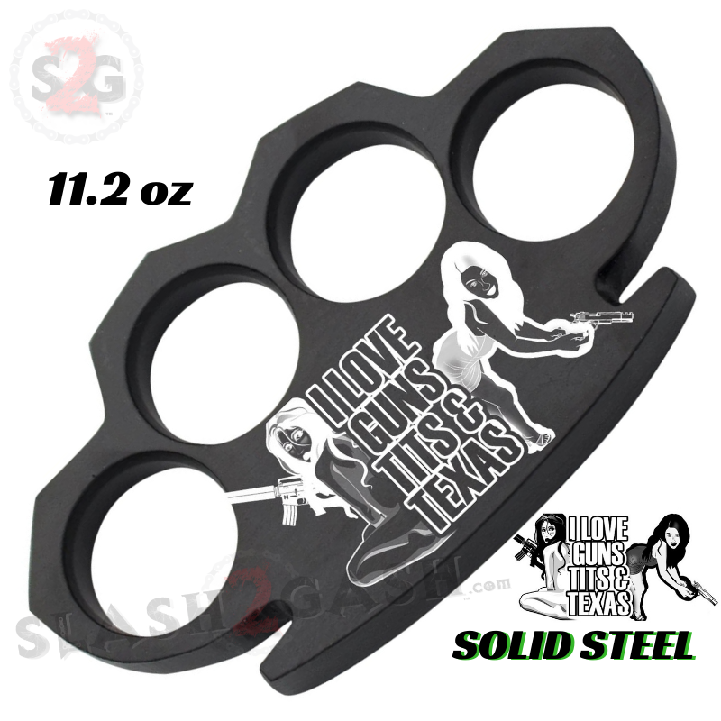 Steam Punk Brass Knuckles Solid Steel Black Paper Weight - asst. styles Medium Thickness - Texas Belt Buckle - Tophatter Daily Deals
