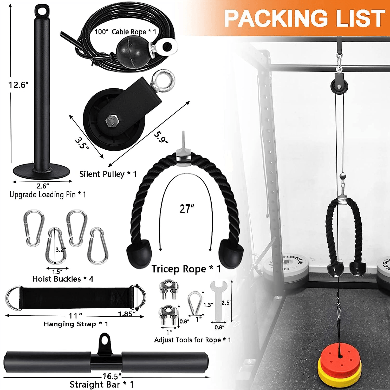Wall Mounted Cable Machine - Weight Cable Pulley System Gym DIY Pulley Cable Machine Attachment System Exercise & Fitness - Tophatter Daily Deals