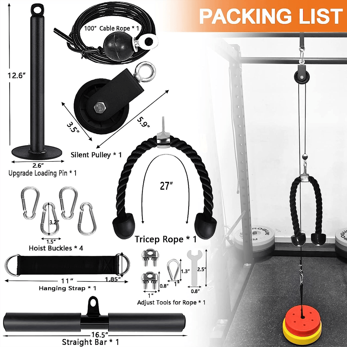 Wall Mounted Cable Machine - Weight Cable Pulley System Gym DIY Pulley Cable Machine Attachment System Exercise & Fitness - Tophatter Daily Deals