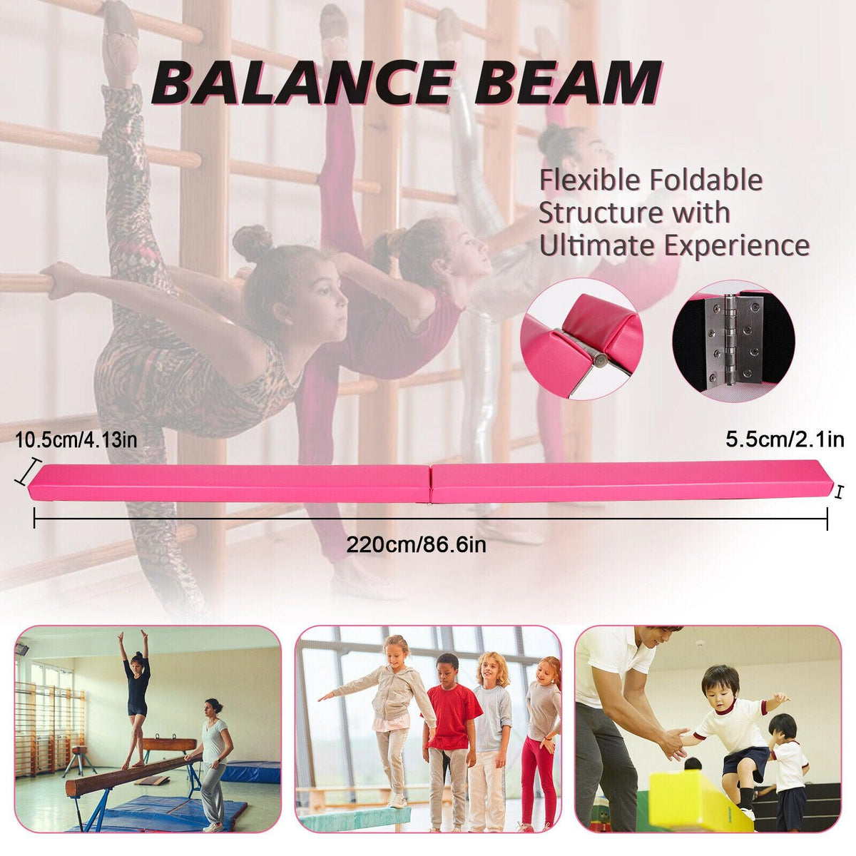 Gymnastic Beams for Home - Foldable Gymnastics Balance Beam 7FT Training Beam Portable Kids Adult Home Gym Exercise & Fitness - Tophatter Daily Deals