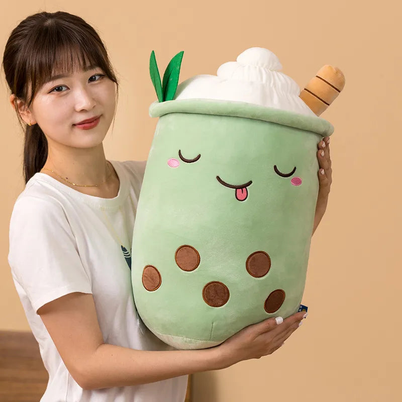 Cute Bubble Tea Plush Toy Stuffed Milk Tea Soft Boba Fruit Tea Cup Plushie Green B Food - Tophatter Daily Deals