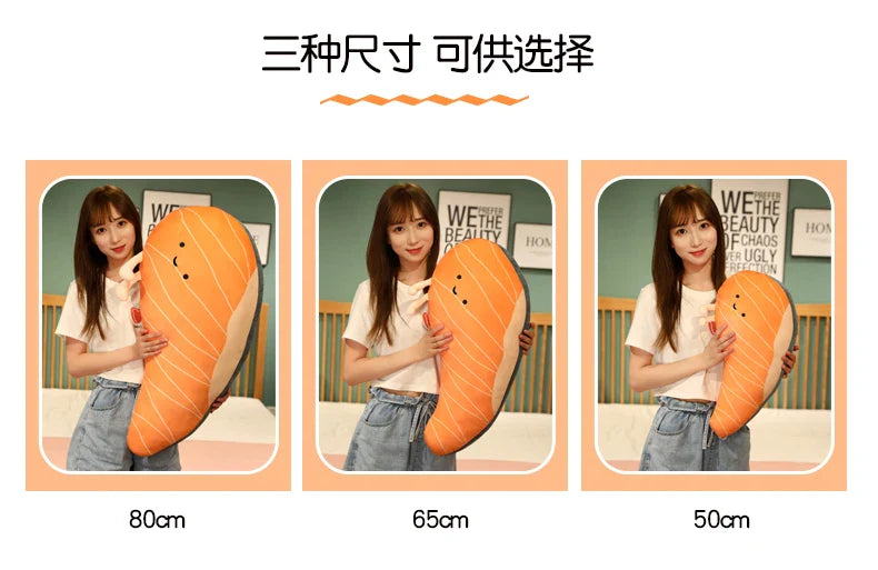 Salmon Plush Pillow Realistic Food Cushion Cozy Gift - Tophatter Daily Deals