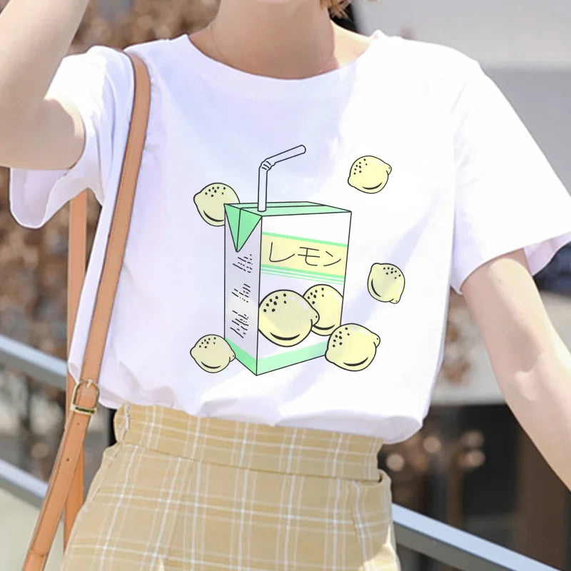 Pink Peach Juice Harajuku T Shirt Lemon Juice Food - Tophatter Daily Deals