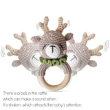 Wooden Crochet Animal Teether Rattle Newborn Sensory Toys - Tophatter Daily Deals