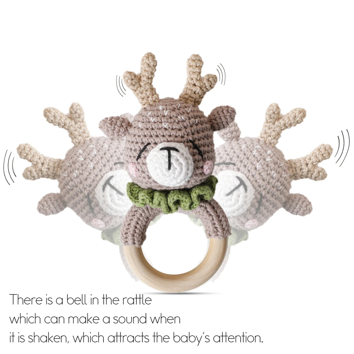 Wooden Crochet Animal Teether Rattle Newborn Sensory Toys - Tophatter Daily Deals