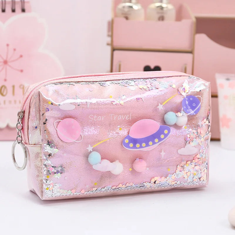 Pencil Case Laser Big Makeup Bag Cosmetic Case Outer Space - Tophatter Daily Deals