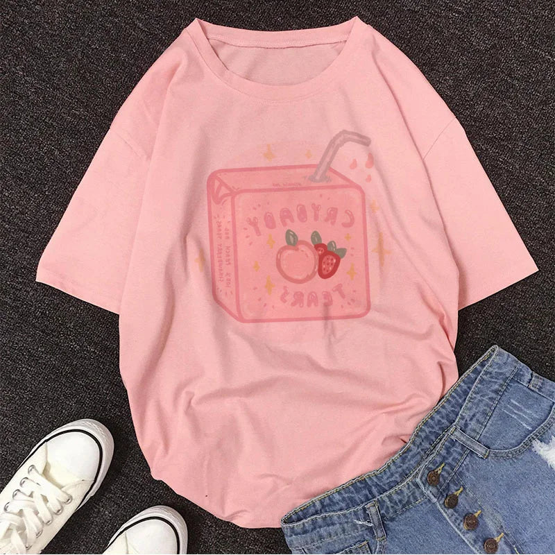 Pink Peach Juice Harajuku T Shirt Food - Tophatter Daily Deals