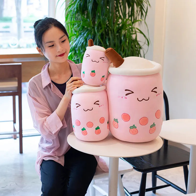 Cute Bubble Tea Plush Toy Stuffed Milk Tea Soft Boba Fruit Tea Cup Plushie Food - Tophatter Daily Deals