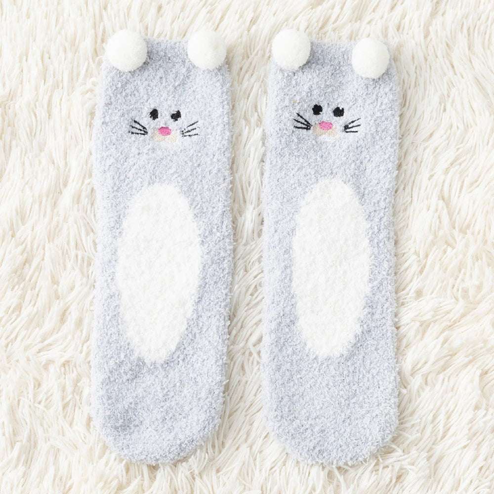 Cute Animal Fuzzy Socks Gray Mouse One Size Animals - Tophatter Daily Deals