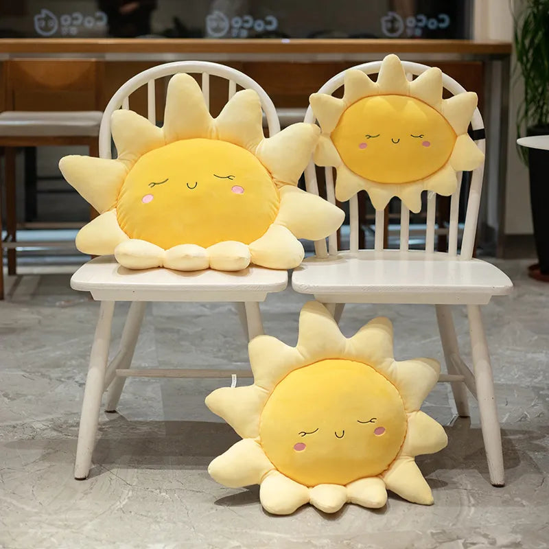 Happy Yellow Sunshine Sun Plush Smiley Cloud Rain Raindrops Weather Rainbows - Tophatter Daily Deals