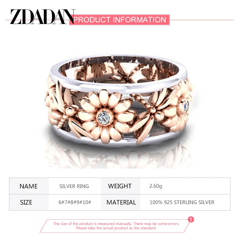 "Sunflower Dream" 925 Sterling Silver Women's Ring Rings - Tophatter Daily Deals