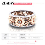 "Sunflower Dream" 925 Sterling Silver Women's Ring Rings - Tophatter Daily Deals