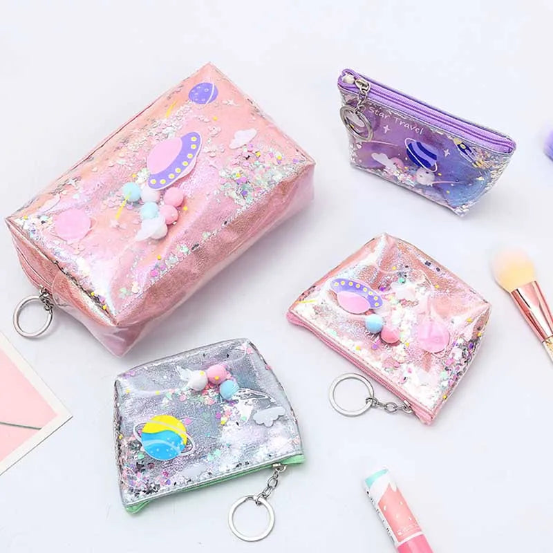 Pencil Case Laser Big Makeup Bag Cosmetic Case Outer Space - Tophatter Daily Deals