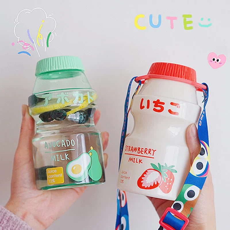Milk Carton Shaped Water Bottle 480ml Pink, Red, Yellow, Green Food - Tophatter Daily Deals