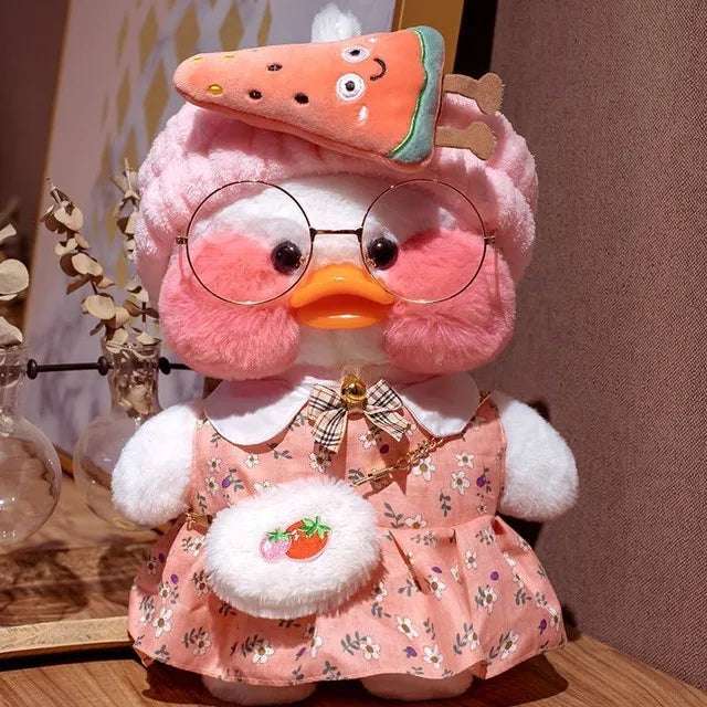 Korean Duck Plush Costume Glasses Dress Explorer White x Peach Animals - Tophatter Daily Deals