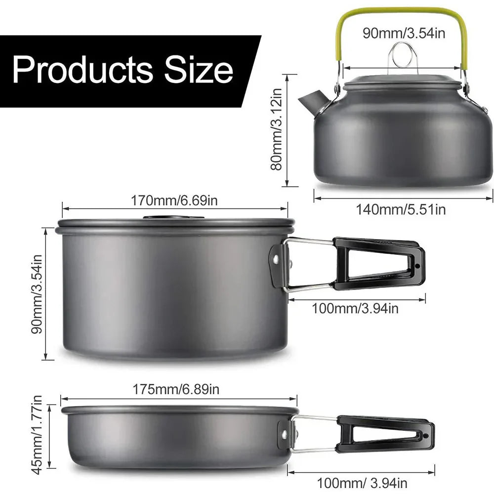 11-Piece Outdoor Camping Cookware Set Black Camp Cooking - Tophatter Daily Deals