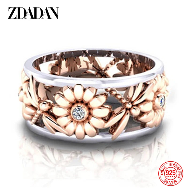 "Sunflower Dream" 925 Sterling Silver Women's Ring 6 Rings - Tophatter Daily Deals