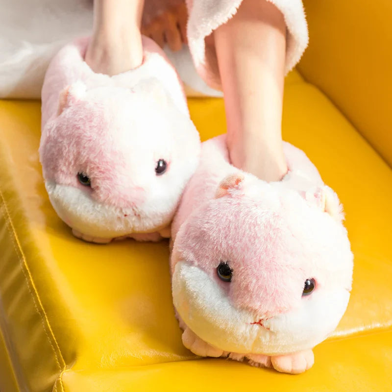 Slippers Winter Warm Home Plush Cute Corgi Slippers Flock Indoor Shoes Casual Slip On Flats Pink Animals - Tophatter Daily Deals