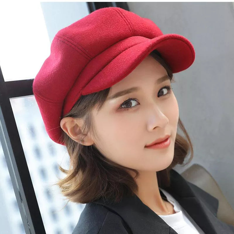 Warm Cozy Women’s Balloon Hat - Vintage Rounded Cotton Red - Tophatter Daily Deals