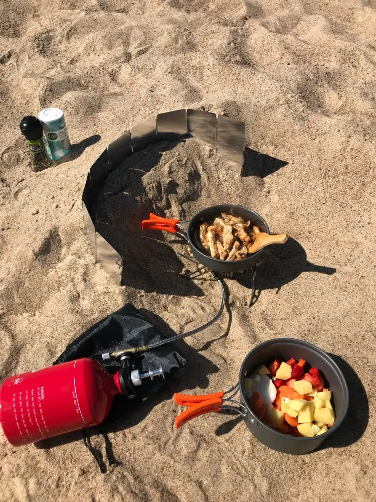 1000ml Dual-Fuel Gasoline Gas Stove Silver Camp Cooking - Tophatter Daily Deals