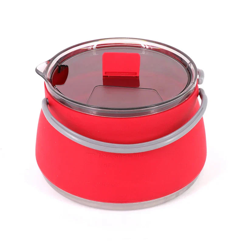 1L Folding Silicone Camping Kettle Pot Red Camp Cooking - Tophatter Daily Deals