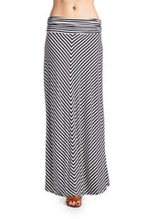 Women's Chevron Stripe Maxi Skirt Black Skirts - Tophatter Daily Deals