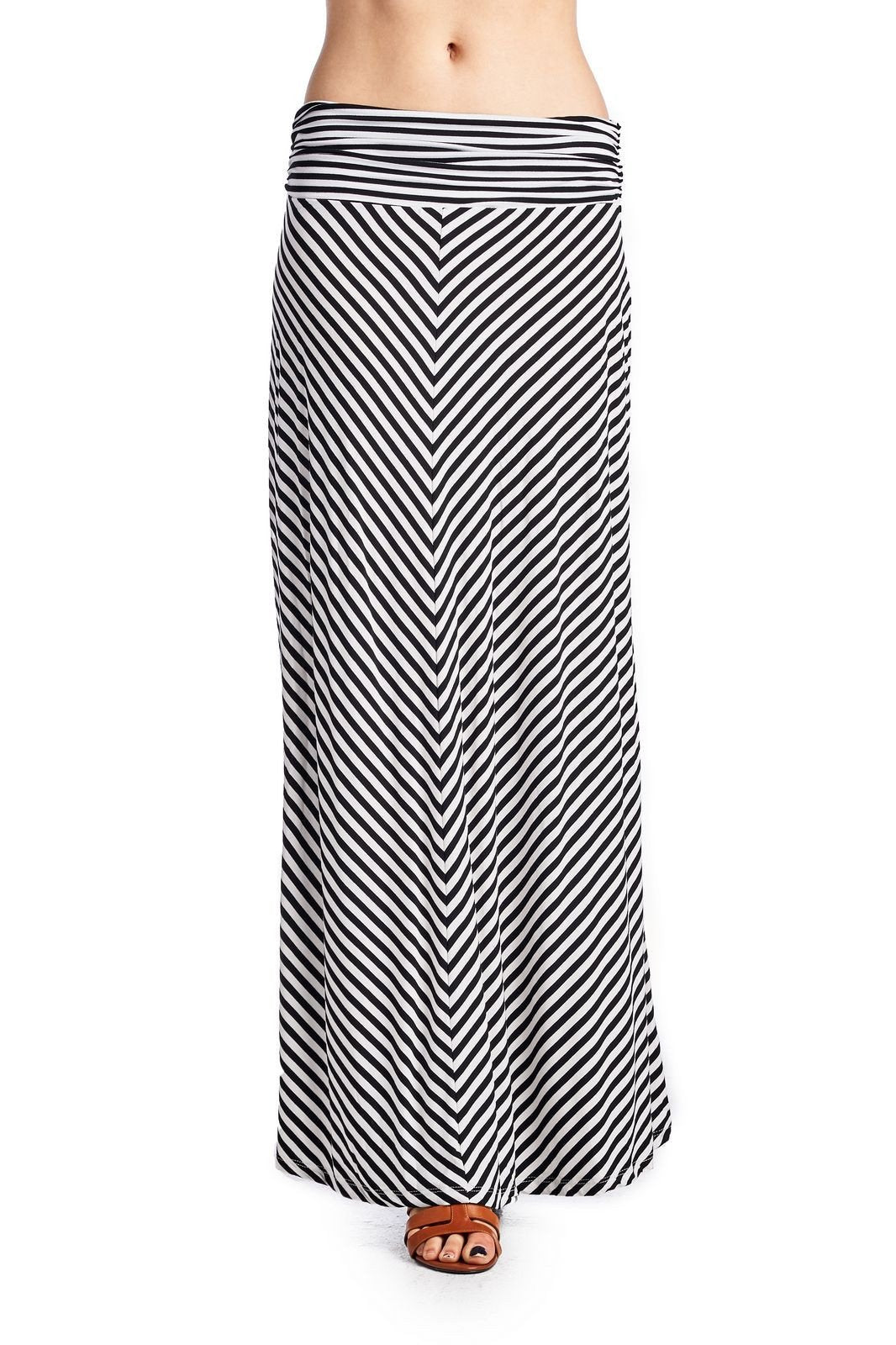 Women's Chevron Stripe Maxi Skirt Black Skirts - Tophatter Daily Deals