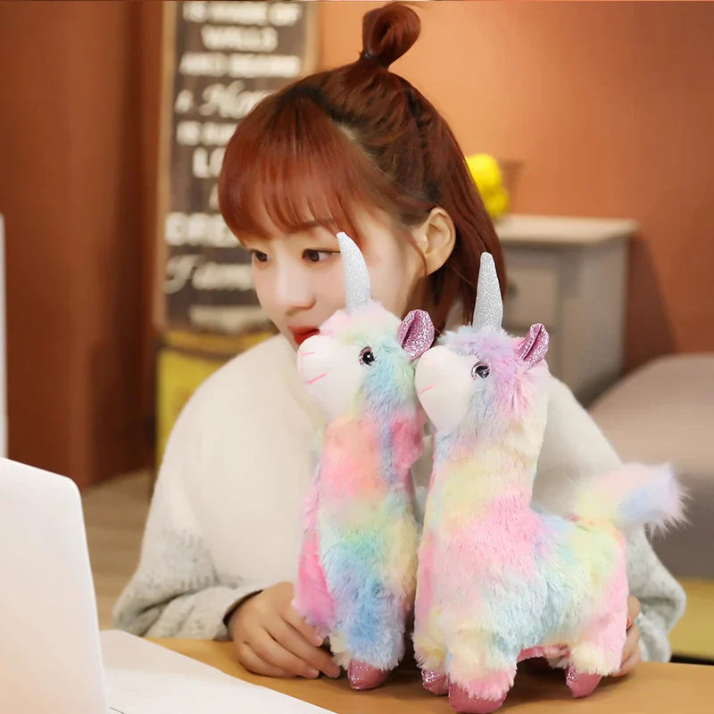 Rainbow Alpaca Unicorn Plush Stuffed Animal Toy Animals - Tophatter Daily Deals