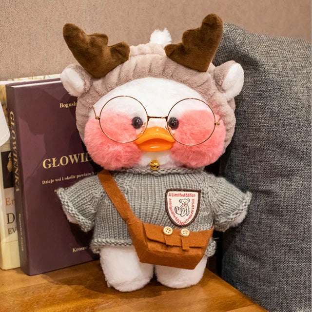 Korean Duck Plush Costume Glasses Dress Explorer White x Greige Animals - Tophatter Daily Deals