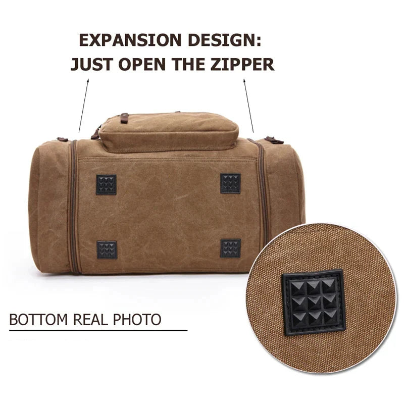 Canvas Travel Bag Carry-On Coffee Brown Duffel Bags - Tophatter Daily Deals