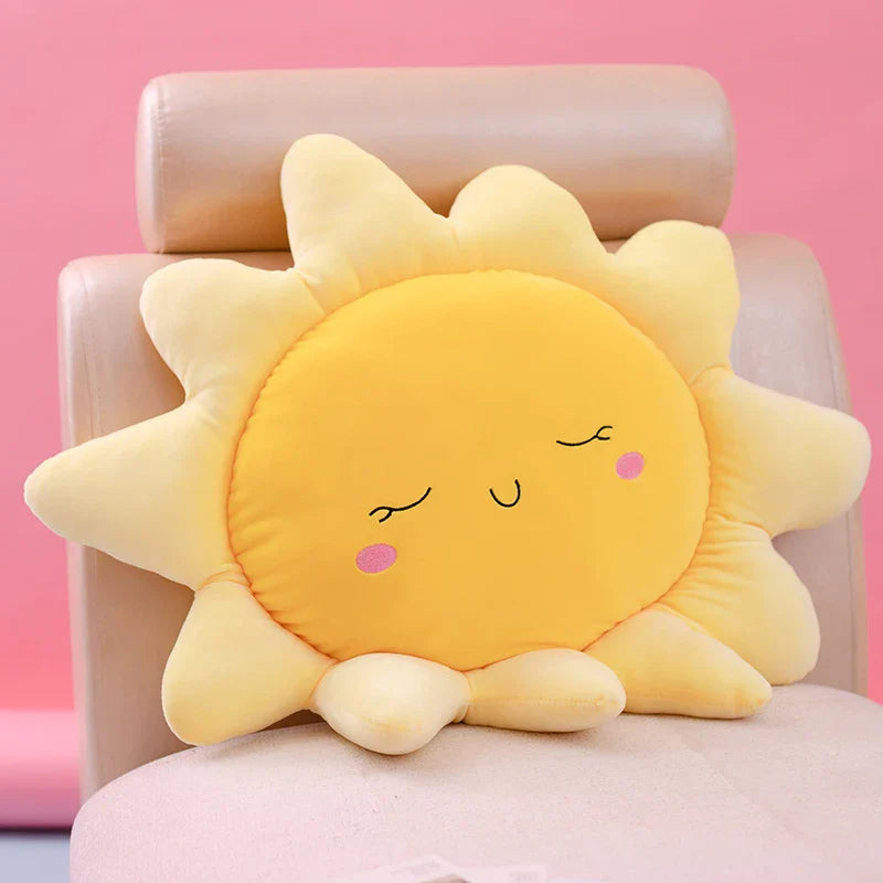 Happy Yellow Sunshine Sun Plush Smiley Cloud Rain Raindrops Weather Rainbows - Tophatter Daily Deals