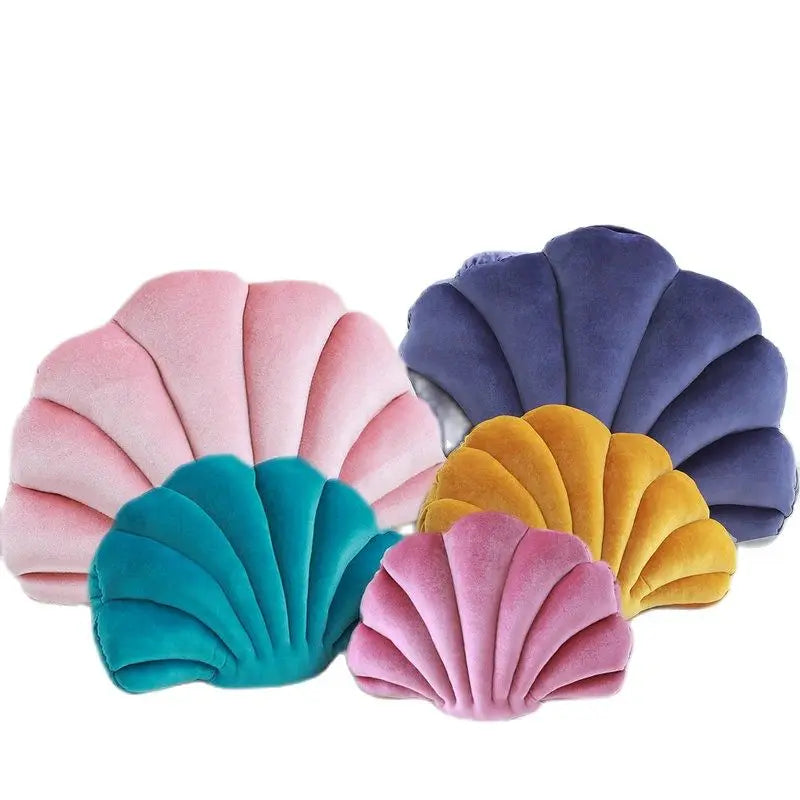 Velvet Shell Mermaid Cushion Plush Pillow Seashell Seashells - Tophatter Daily Deals